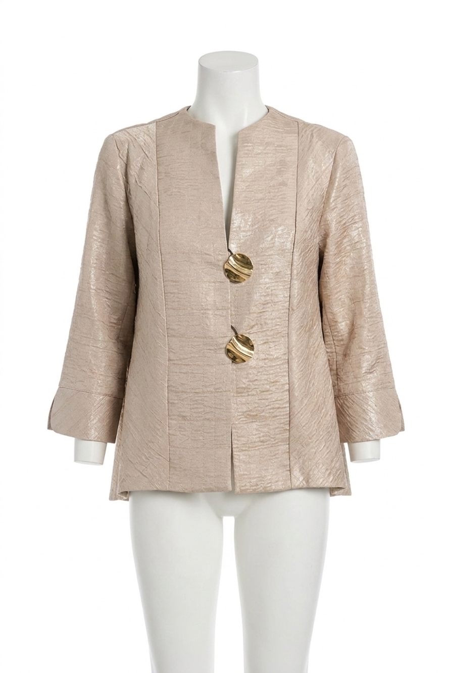 NEW JOSEPH RIBKOFF textured 3/4 sleeve trapeze jacket in sand